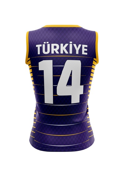 Voleybol Forması Türkiye Model Dijital Baskı Kişiye Özel Mor