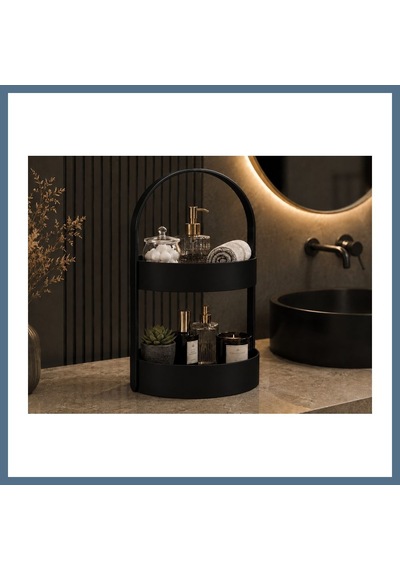 Buradabulabilirsin 3d Baskı İki Katlı Banyo Düzenleyici - Taşınabilir Organizer Ve Saklama Standı-siyah Bbz