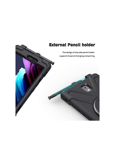 Samsung Galaxy Uyumlu Tab Active 3 T577 Tablet Kılıfı Defender Askılı Tank Zırh Silikon Yüksek Koruma Kılıf