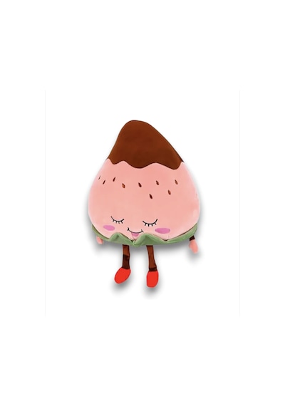 Sevimli Çilek Meyve Peluş Oyuncak Hediyelik Uyku Arkadaşı 27 Cm Bej