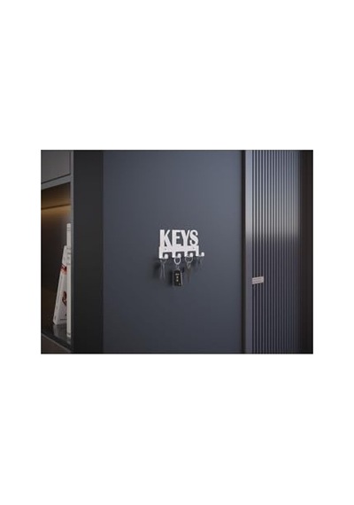 Keys Metal Anahtar Askısı Duvar Anahtarlık & Anahtar Düzenleyici - Beyaz
