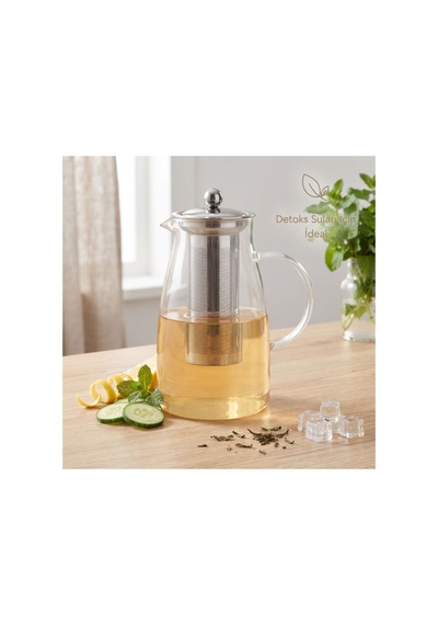 Detoks Sürahisi - 1500 Ml - Paslanmaz Çelik Filtre - Cam