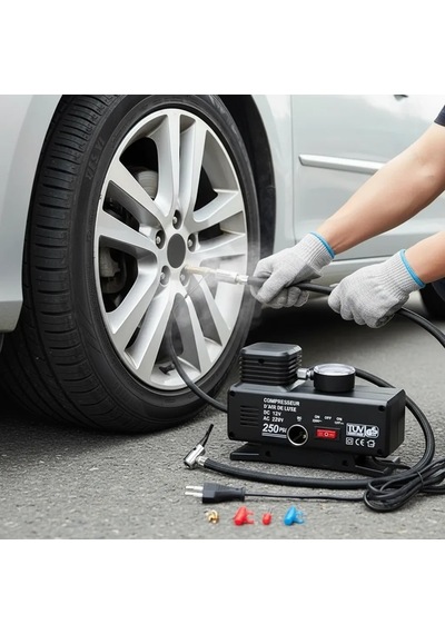 Bay 250 Psı Oto Hava Kompresörü - 220v Ve 12v Uyumlu Yol Yardım Lastik Şişirme Pompası Najmaddin Standart