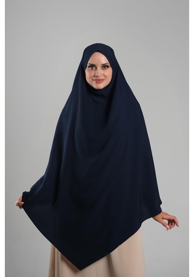 Hürrem Bone Lacivert Pratik Hazır Geçmeli Tesettür Eşarp Krep Bağcıklı Sufle Hijab 2313 02 Lacivert