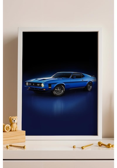 1971 Ford Mustang Mach 1 Çerçeveli Tablo Erkek Odası İçin Modern Araba Duvar Dekoru Classic Car Collection