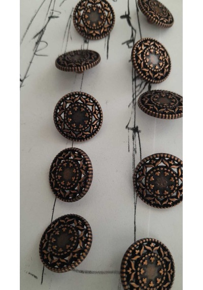 Antık Bakır Metal Düğme 17 Mm 10 Adet