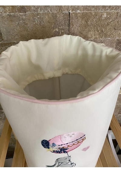 Home Baby Balonlu Tavşan Nakışlı Bez Oyuncak & Kirli Sepeti Çok Renkli