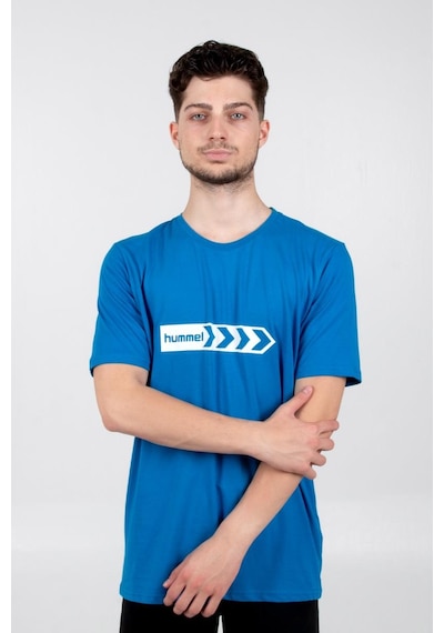 Hummel Armin Pamuklu Antrenman Tişört Sax Mavi Baskılı