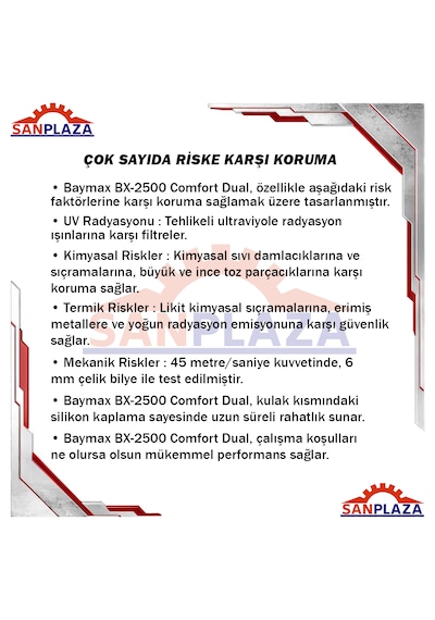 Baymax Bx-2500 Comfort Dual Antifog Şeffaf Buğu Yapmayan Toz Çapak Koruyucu Uv Korumalı Laboratuvar İşçi İş Güvenlik Gözlüğü