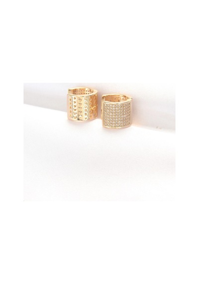 Pirinç Gold Renk Taşlı Minimal Küpe 5886 Çok Renkli