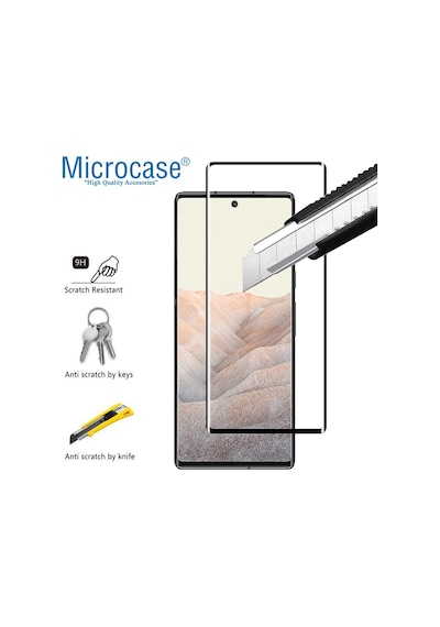 Microcase Google Pixel 6 Pro 3D Curved Tam Kaplayan Kavisli Tempe