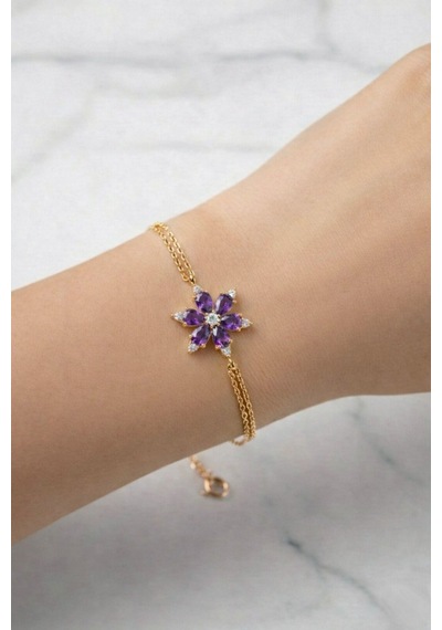 Çekirdekjewelry 925 Ayar Gümüş Mortaşli Lotus Bileklik Sarı