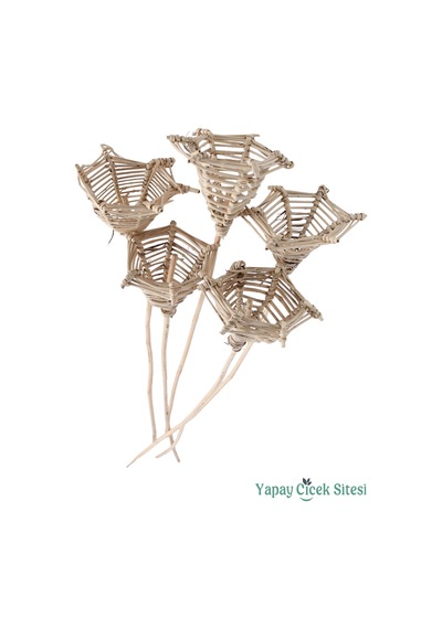 Yapay Çiçek Sitesi Rattan Altıgen Koni 60 Cm 5li Naturel