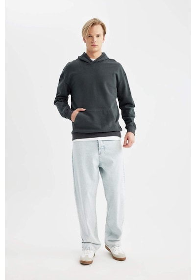 Defacto Comfort Regular Fit Rahat Kalıp Kapüşonlu Basic Sweatshirt B4446AX24SPGN1082 Yeşil