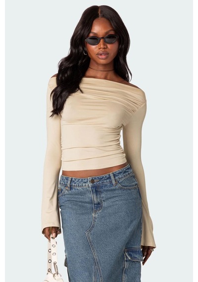 Madmext Bej Kayık Yaka Kadın Bodysuit Mg2040-bej Bej