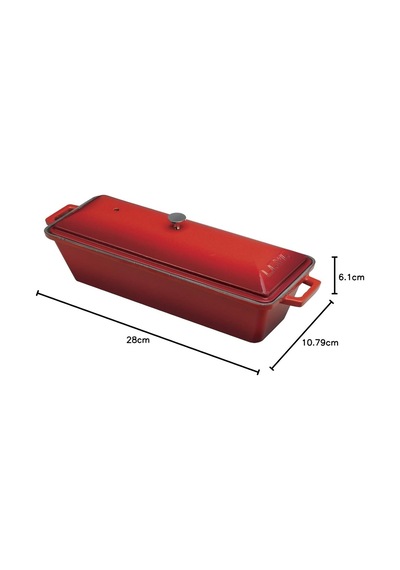 Döküm Ekmek Kabı/terrine, 11x29 Cm, Kırmızı Çok Renkli