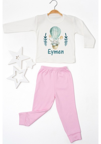 Pia Baby İsimli Erkek Çocuk Pijama Takımı %100 Pamuk Penye İsme Özel Baskılı Kişiselleştirilebilir Pijama Seti 20602p14pi Krem