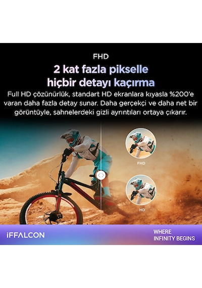 iFFALCON 50S55A 50" 2K QLED Smart TV FHD HDR 10 Gaming Google TV, Dolby Audio, Oyun Modu QLED TV (2026 Model)
