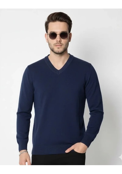Defymoda Erkek V Yaka Triko Kazak Yumuşak Dokulu Pamuklu Ince Dokuma, Uzun Kollu Rahat Regular Kalıp - Lacive Lacivert Defymoda Erkek V Yaka Triko Kazak Yumuşak Dokulu Pamuklu Ince Dokuma, Uzun Kollu Rahat Regular Kalıp - Lacive Lacivert