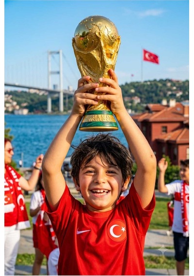 Süpriz Hediyeli Dünya Kupası 30 Cm Gold Kaplama Ve Yeşil Şeritlerle Altın