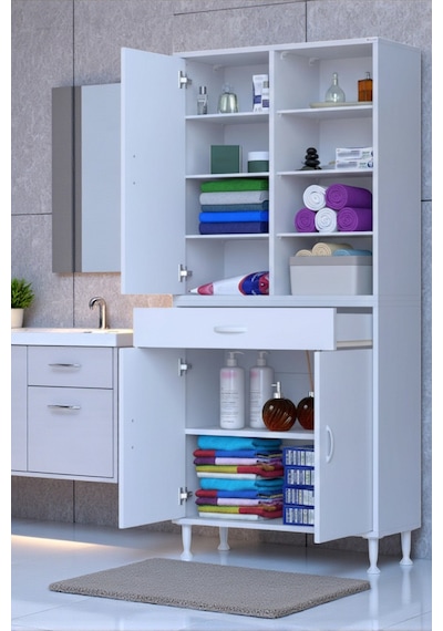 Eliusta Funci Beyaz Renk G:80 Cm Banyo Dolabı 3 Kapaklı 7 Raflı Dolap 80x173x32,5 Cm Boyutlarında Dolap Beyaz Eliusta Funci Beyaz Renk G:80 Cm Banyo Dolabı 3 Kapaklı 7 Raflı Dolap 80x173x32,5 Cm Boyutlarında Dolap Beyaz