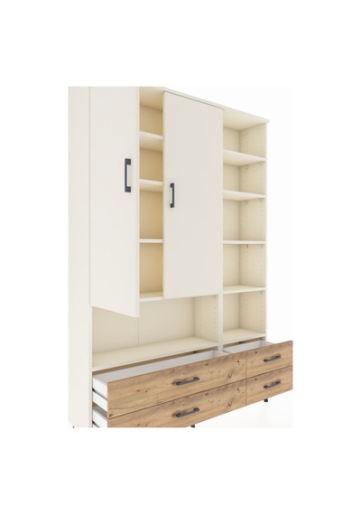 Arges Dolap 10 Raflı 4 Çekmeceli 2 Kapaklı 132x30x195 Aytaşı-aytaşı/çam Aytası/atlas Çam