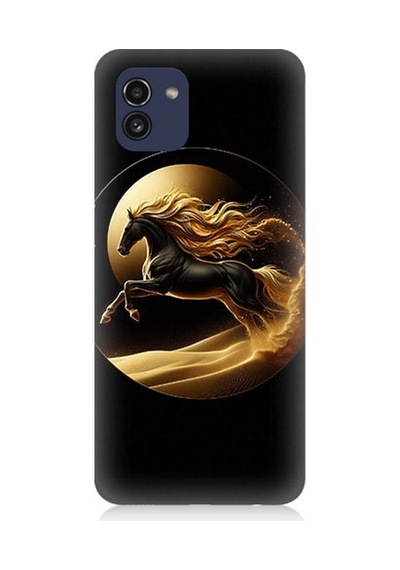 Samsung Galaxy A03 Uyumlu Altın At Desenli Silikon Kılıf