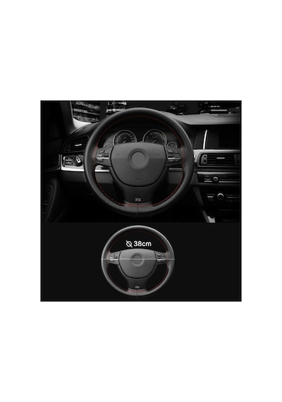 Peugeot 301 Siyah Kırmızı Deri Direksiyon Kılıfı