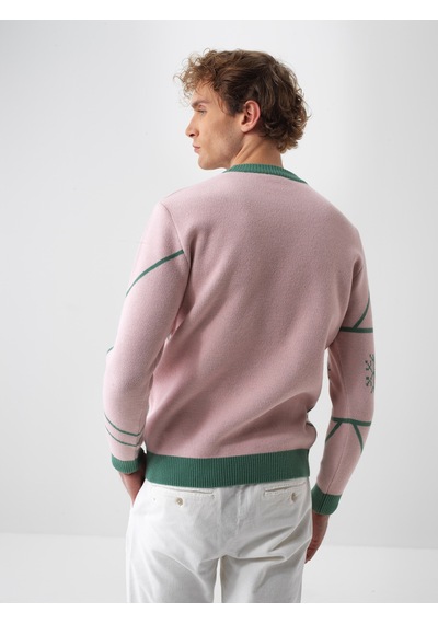 Xint Pembe Regular Fit Bisiklet Yaka Yünlü Kazak 801821