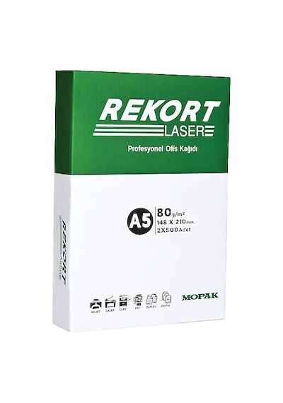 Mopak Rekort Laser A5 80 Gr Fotokopi Kağıdı - 1 Koli 10 Paket 5.000 Yaprak