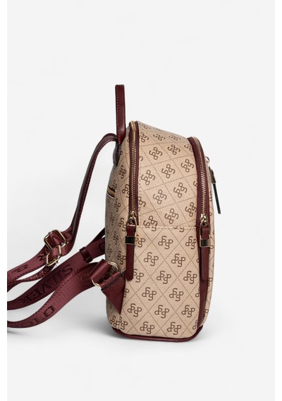 Silver Polo Sp901 Kadın Sırt Çantası Monogram Koyu Bej-bordo