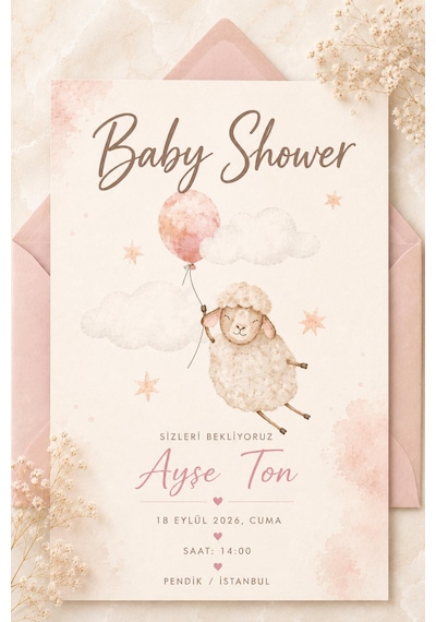 1000 Adet Ekonomik Baby Shower Davetiyesi Ve Zarf 09