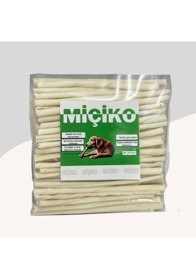 Miçiko Puppy Beyaz İnce Burgu Çubuk Ödül Ve Çiğneme Kemiği 75'li