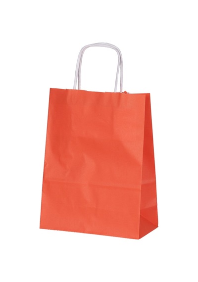Burgu Saplı Turuncu Kağıt Çanta 18x8x24 Cm - 25 Adet