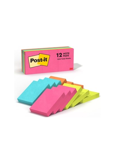 Ayrex Post-it Mini Notlar, 3,8x5 Cm, 12 Ped, Amerika'nın 1 Numaralı Favori Yapışkan Notları, Poptimistic Koleksiyon