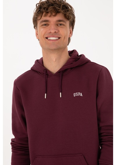 U.S. Polo Assn. Erkek Regular Fit Kapüşonlu Şardonlu Bordo Basic Sweatshirt 50315582-VR177