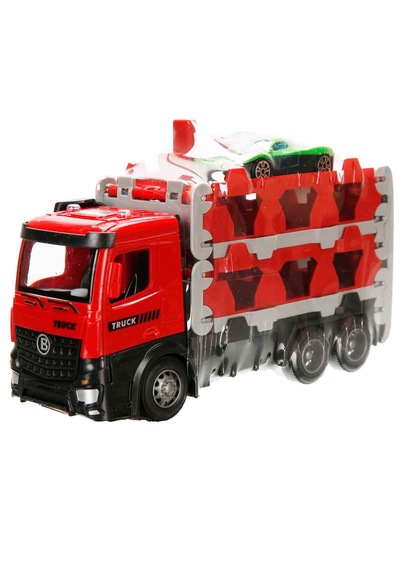 Maxx Wheels Sürtmeli Taşıyıcı Kamyon Fırlatıcılı Araçlı Açılıp Kapanabilen Taşıyıcı Tır Kırmızı