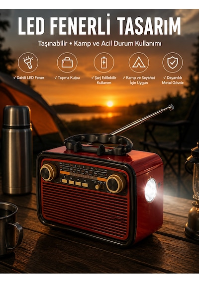 Eskitme Nostalji Tasarımlı Bluetoothlu Nostalji Radyo Ahşap Nostaljik Görünümlü 34231827