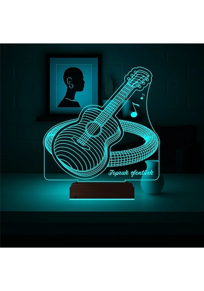 Luvivia Klasik Gitar Enstrüman Gitarist Hediye Kişiye Özel 3d Lamba - Masa Gece Lambası Şeffaf