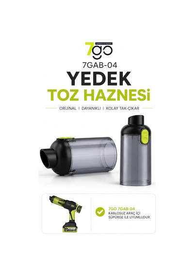 7go 7gab-04 Araç İçi Süpürge Yedek Toz Haznesi  Uyumlu, Kolay Tak-çıkar, Şeffaf Hazne