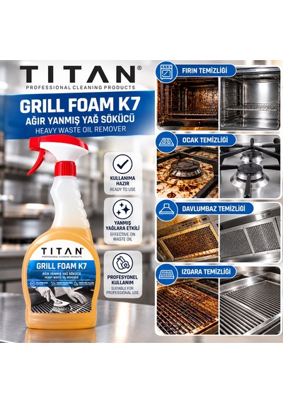 Tıtan Grıll Foam K7 750 Ml Ağır Yanmış Yağ Sökücü Sprey