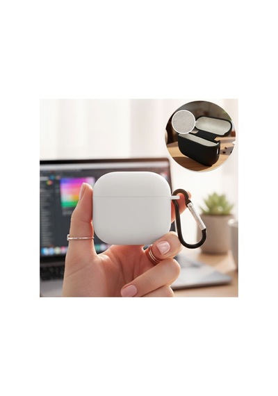 Caseonn Apple Airpods Uyumlu 5 Kılıf Askı Aparatlı Lansman Beyaz