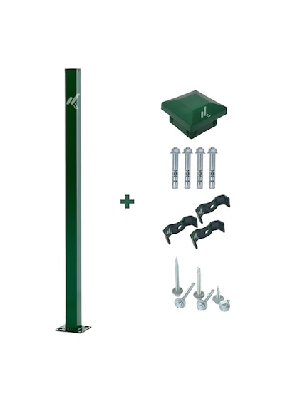 5 Adet Panel Çit Direği 150 CM Yeşil + Aksesuarlar