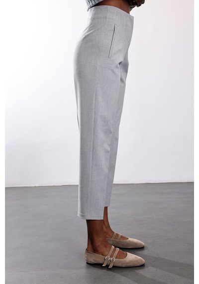 5in1Canpolat Gri Melanj Flatolu Pantolon 5113