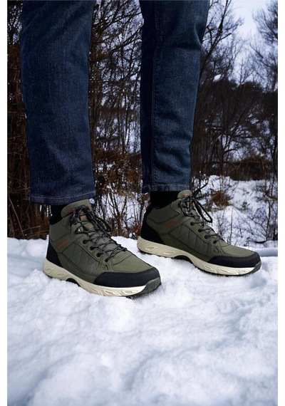 Liger Outdoor Bot Ayakkabı Kışlık Dayanıklı Sağlam Taban Bağcıklı Haki-haki Haki