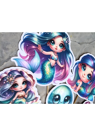 Denizkızı Mermaid Pasta Süsü Büyük Pasta Kürdanı Cupcake Kürdanı