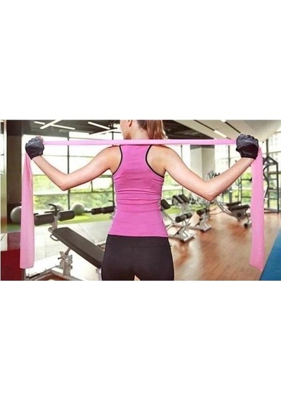 Remege Pembe Pilates Bandı Jimnastik Pilates Lastiği 120 x 12 CM Pembe