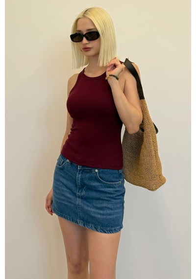 Madmext Bordo Kalın Askılı Regular Kesim Basic Atlet Mg2059 Bordo