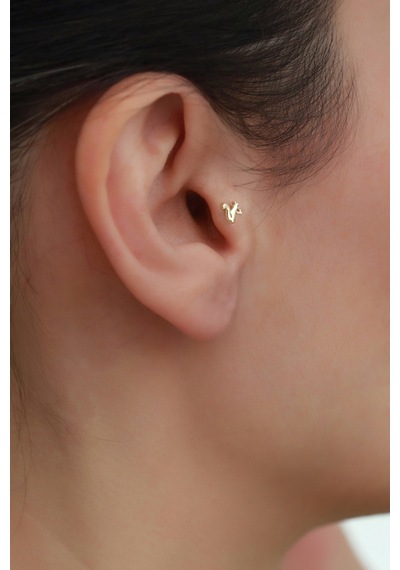 14 Ayar Altın Sincap Tragus Piercing Sarı