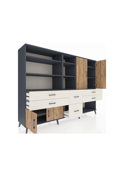 Hyperion Dolap 10 Raflı 6 Çekmeceli 4 Kapaklı 220x44x163 Antrasit Antrasit-çam/aytaşı Hyperion Dolap 10 Raflı 6 Çekmeceli 4 Kapaklı 220x44x163 Antrasit Antrasit-çam/aytaşı